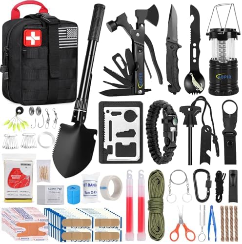 170 PCS Survival Kits, Survival First Aid Kit/Trauma Kit with Essential Survival Gear Emergency Medical Supplies for Hiking Camping Backpacking Outdoor Adventure, Gifts for Him Dad Men