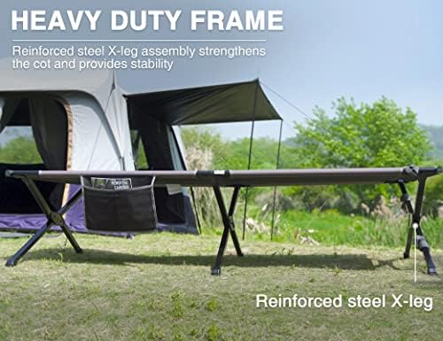 EVER ADVANCED Extra Wide Camping Cot for Adults Oversized XXL Sleeping Cots Folding Cot Bed with Carry Bag, 84.3" L x 41.9" W, Support to 550 lbs