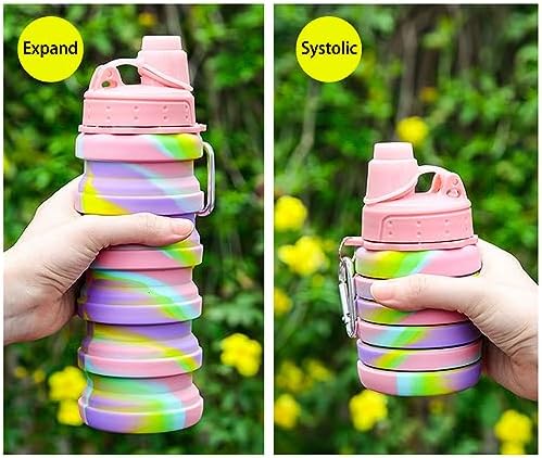 Collapsible Water Bottles Travel water bottle Sports Portable Sport Water Bottle Reusable Water Bottles comes with mountaineering Buckle 500ml silicone Water-proof camping water bottle