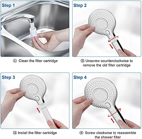 FEELSO Shower Filter for Handheld Shower Head, 2 Pack 15 Stage Replacement Filters for Hard Water Remove Chlorine and Harmful Substances