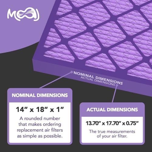 14x18x1 Air Filter (4-PACK) | MERV 8 | MOAJ Elite Dust Defense | BASED IN USA | Quality Pleated Replacement Air Filters for AC & Furnace Applications | Actual Dimensions: 13.70β x 17.70β x 0.75β