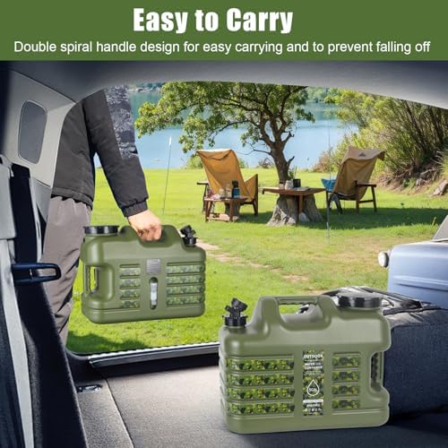3 Gallon/5 Gallon Water Jug with Spigot, Portable Water Tank BPA Free, Leak-Proof Water Containers for Camping Water Storage Containers for Emergency Outdoor Hiking Picnic, Green/Yellow/White