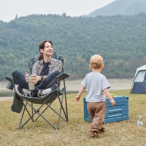 EVER ADVANCED Camping Chairs, Lawn Chairs Outdoor Sports Chairs, Folding Chair Camping Chairs for Adults, Supports 400lbs