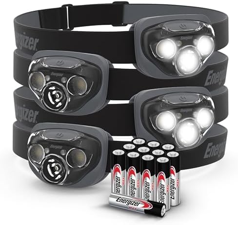 Energizer LED Headlamps PRO260 (4-Pack), IPX4 Water Resistant Headlamps, High-Performance Head Light for Outdoors, Camping, Running, Storm, Survival LED Light for Emergencies (Batteries Included)