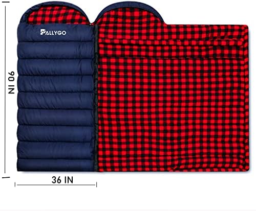 0 Degree Sleeping Bag Cotton Flannel Sleeping Bags for Adults Cold Weather Camping Winter Zero Degree Warm Weather Big and Tall