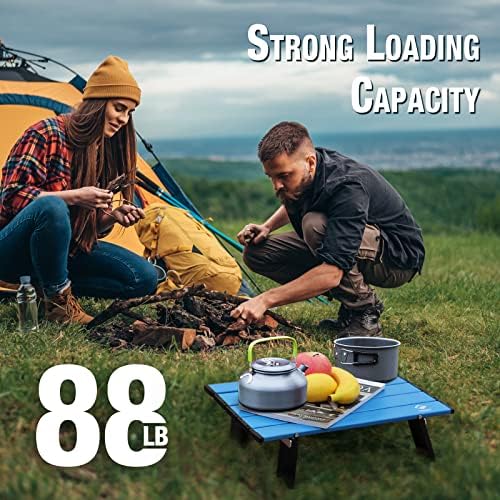 VILLEY Portable Mini Folding Beach Table, Ultralight Aluminum Side Table with Carry Bag for Camping, Picnics, and Outdoor Activities