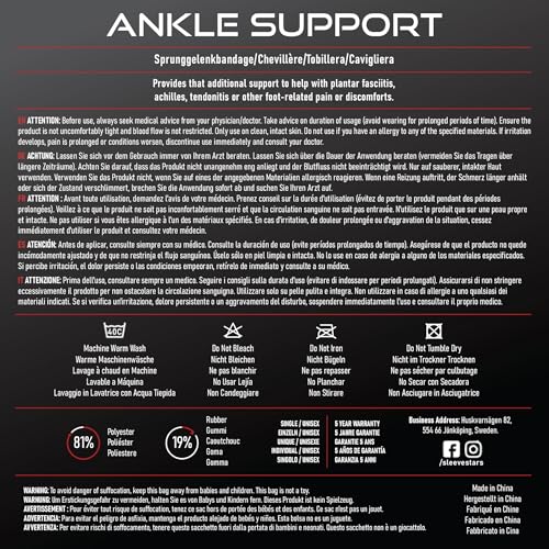 Sleeve Stars Ankle Brace for Women & Men, Ankle Wrap for Sprain, Compression Sleeve for Plantar Fasciitis Relief, Easy Customizable Support: w/ Removable Strap (Single/M:10"-12"/Turquoise)