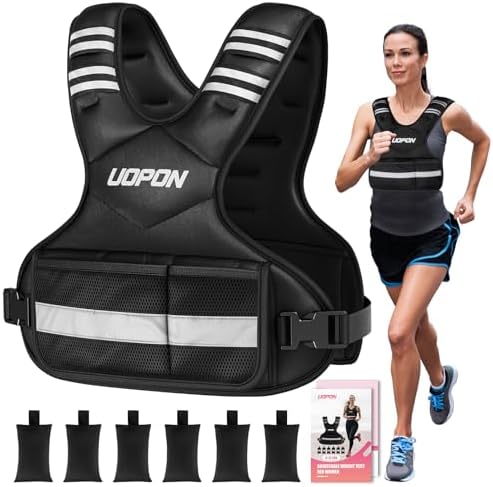 Adjustable Weighted Vest for Women, 6-12 Lbs Rucking Vest with 6 Ironsand Weights, Best Weighted Vest with Plus Pockets & Reflective Strips for Running, Walking, Workout and Strength Training