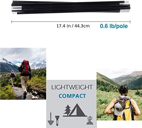 Aluminum Tent Poles Replacement, Black Pre-Assembled Tent Pole, 7001 T6 Heated Camping Tent Rod