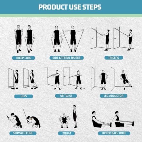 VEICK Resistance Bands, Exercise Bands, Workout Bands Set for Working Out with Handles for Men Women, Elastic Exercising Bands for Fitness Weights Work Out at Home Gym