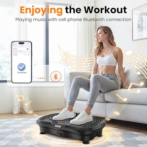 AXV Vibration Plate Fitness Platform Exercise Machine Vibrating Lymphatic Drainage Shaking Full Body Shaker Workout Vibrate Stand Shake Board Sport Gym for Weight Loss Fat Burner for Women Men