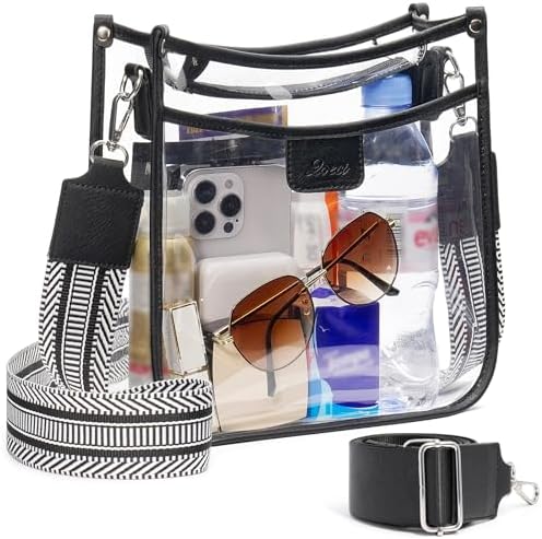 3 Pockets Large Clear Bag for Stadium Events with 2 Long Straps Purse for Women Crossbody Bag Concert Stadium Approved