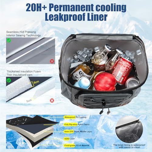 Backpack Cooler Insulated Leak Proof for Men Wowen 36 Cans Soft Cooler Backpack Insulated Waterproof Large Capacity Coolers Bag Portable for Lunch Camping Travel Picnic Hiking