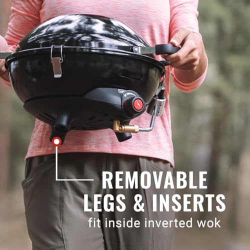 Coleman 4-in-1 Portable Propane Camping Stove, Includes Stove, Wok, Griddle & Grill; Camping Grill with Instastart Ignition, Grease Tray, & 7000 BTUs of Power for Camping, Tailgating, Grilling