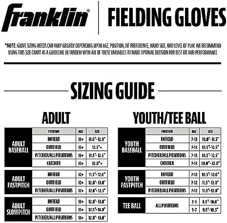 Franklin Sports Baseball + Softball Gloves - Field Master Adult + Youth Baseball + Softball Gloves - Right Hand + Left Hand Gloves - Infield + Outfield Mitts - Multiple Sizes + Colors