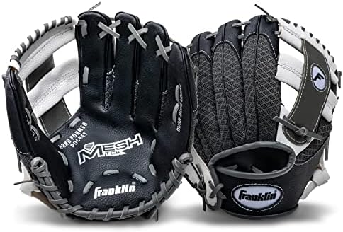Franklin Sports Kids Baseball Glove + Ball Sets - Meshtek Youth Teeball Gloves for Kids + Toddlers - Left + Right Hand Throw Mitts + Glove Sets with Foam Balls - Boys + Girls Gloves - 9.5" Inch