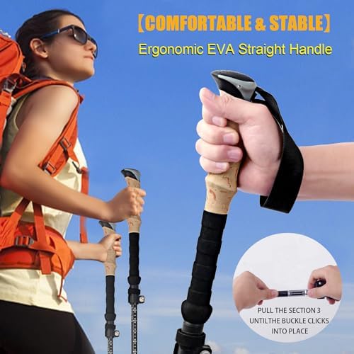 Trekking Poles Aviation Grade Aluminum Alloy-Strong Lightweight Collapsible Walking Stick,Trekking Pole Hiking for Seniors, Men,Women in The 4 Season,All-Terrain,2pc Per Set