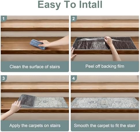 Carpet Stair Treads Non Slip 15PCS, 8" X 30" Edging Stair Runner for Wooden Steps Indoor, Resistant Stair Rugs with Reusable TPE Adhesive Backing, Residue Free Mat for Kids, Elders, Pets, Taupe