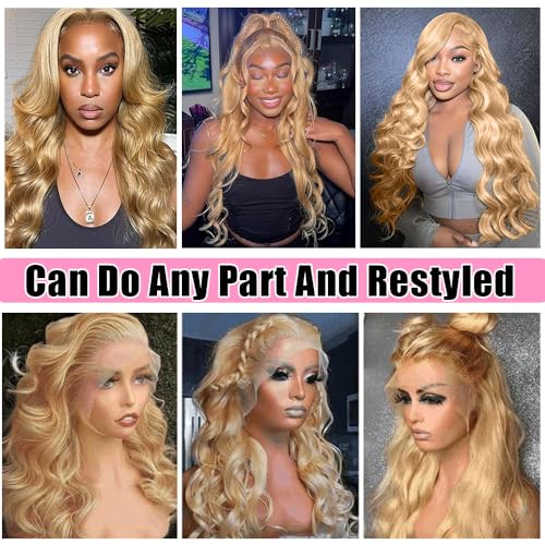 KTOOYKE 200% Density 30 Inch Honey Blonde 13x6 HD Lace Front Wig Human Hair Body Wave Lace Frontal Wigs Human Hair Pre Plucked 27# Honey Blonde Wig Glueless Wigs