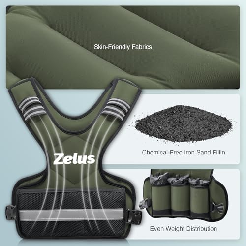 ZELUS Weighted Vest for Men and Women | 4-10lb/11-20lb/20-32lb Vest with 6 Ironsand Weights for Home Workouts | Adjustable Body Weight Vest Exercise Set for Cardio and Strength Training