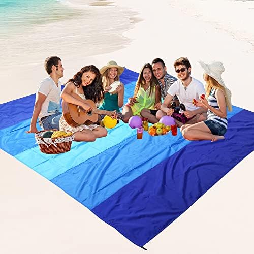 Beach Blanket Waterproof Sandproof Beach Mat 79" X 83" /10'x9'for 2-8 Adults Quick Drying Outdoor Picnic Mat Beach Accessories for Travel, Camping, Hiking