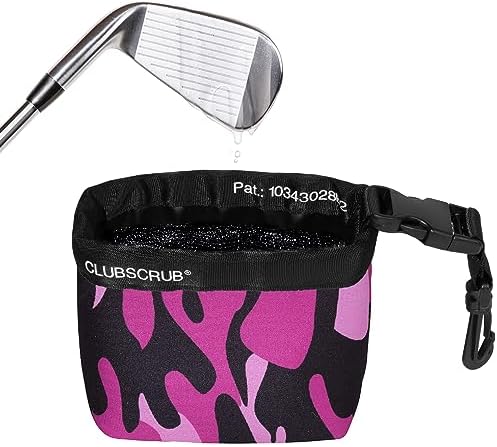 Golf Club and Golf Ball Cleaning Bag, Waterproof Clean Face Technology Liner, Detachable Clip, Machine Washable, Cleans Club Grooves, Dry Exterior (Neoprene or Microfiber Option Available)