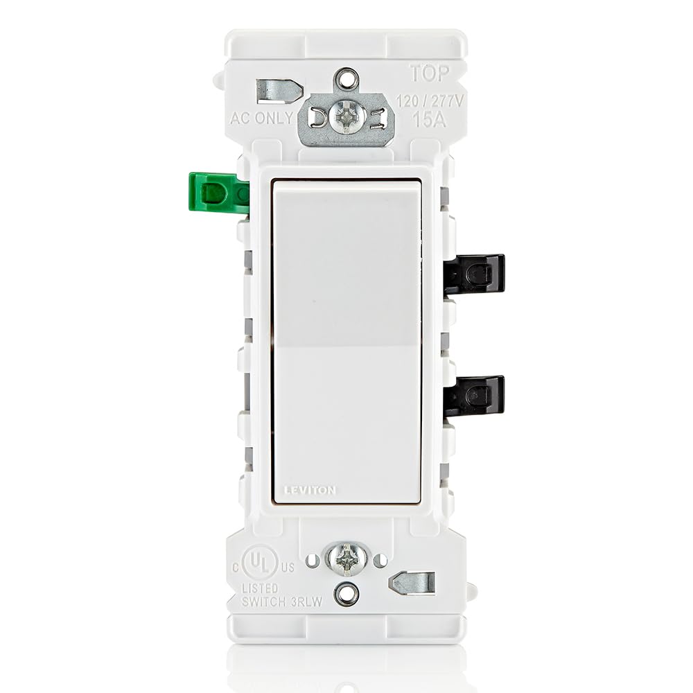 Leviton Lever Edge 15 Amp Single Pole Rocker Switch,E5601-MW,White,(Pack of 40)