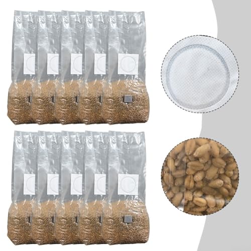 Oniissy 10×High-Yield Mushroom Cultivation Bags: Sterilized & Versatile for All Setups,Mushroom Bags with Vents,Clear Breathable Mushroom Substrate Bag