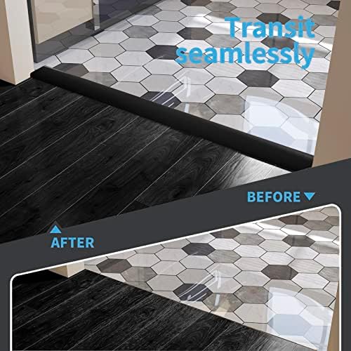 Art3d Self Adhesive Vinyl Floor Transition Strip,Laminate Floor Strip Floor Flat Divider Strip for Joining Floor Gaps,Carpet Threshold Transition,Floor Tiles(10 FT, 1.57in, Black)