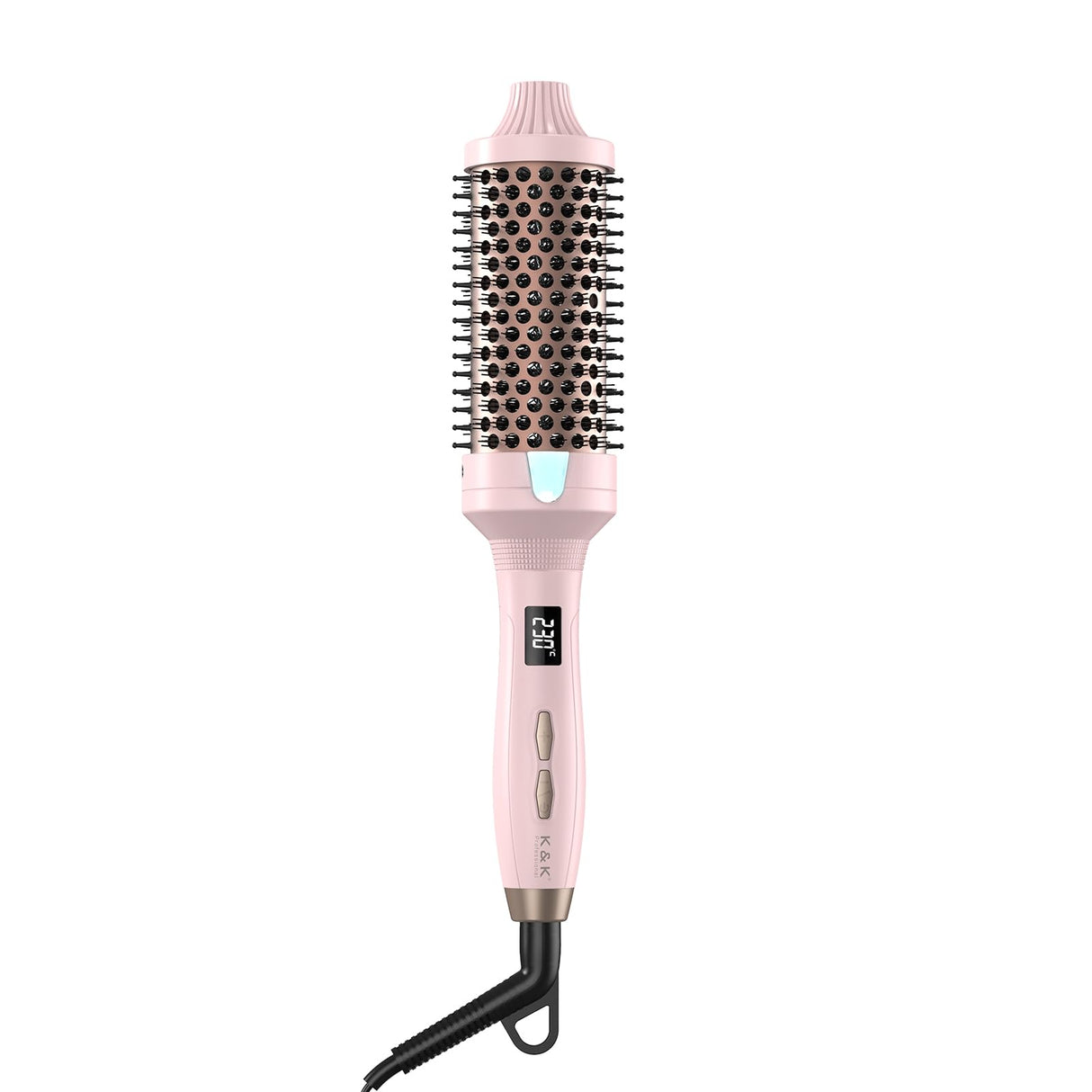 K&K 1.77 Inch Ceramic Tourmaline Ionic Heated Round Brush Curling Brush Creates Blowout Look -Creates Root Volume & Loose Curls Volume Curls Dual Voltage Hair Styling Tool temperture contronal