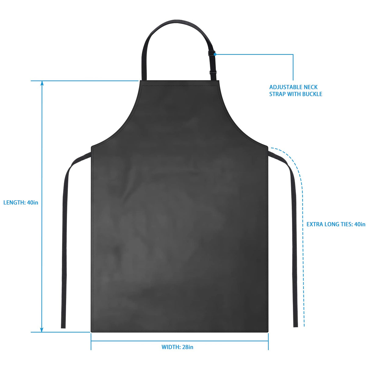 2 Pack Waterproof Rubber Vinyl Apron 40 Inch Chef Aprons for Men Heavy Duty Chemical Work Apron Extra Long Grilling Aprons with Adjustable Bib Apron for Dishwashing Lab Butcher Cooking Kitchen Black