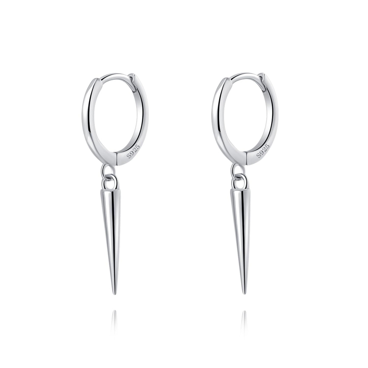 SLUYNZ Sterling Silver Spike Small Hoop Earrings for Women Teen Girls Geometric Hoop Earrings Huggie Drop (A-SILVER)