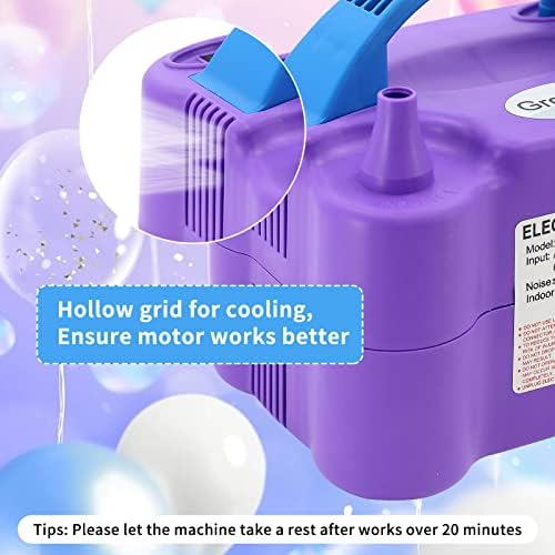 Growsun Electric Balloon Pump Air Inflator Portable Automatic Dual Nozzle Balloon Blower 110V 600W for Birthday Baby Shower Balloons Party Decorations