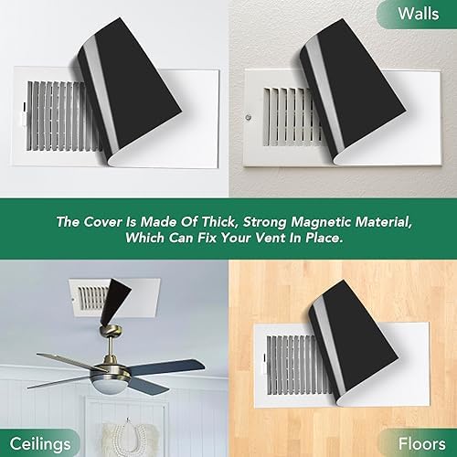 4 Pack Magnetic Vent Covers, Strong Vent Covers 8x15.5inch High Strength Magnetic Vent Cover for Floor Wall and Ceiling Registers Home HVAC and AC Vents