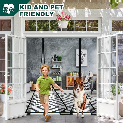 Magnetic Screen Door, Fits Door Size 72" X 80", Door Mesh with Magnetic Closure and Super Strong Magnets, Heavy Duty Double Opening for Sliding Patio and French Doors