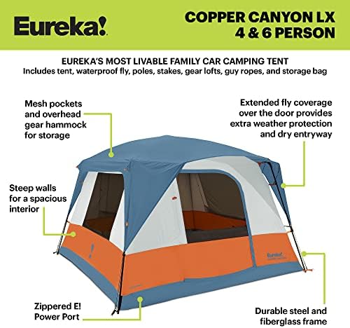 Eureka! Copper Canyon LX, 3 Season, Family and Car Camping Tent (4, 6, 8 or 12 Person)