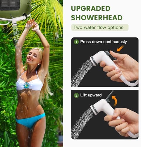sapsisel Camping Shower Bag, 5 Gal/20L Solar Heating Camping Shower with Upgraded Hose and Shower Head,Portable Shower for Camping Hiking, Traveling