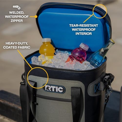 RTIC Ultra-Tough Soft Cooler 20 Can, Insulated Bag Portable Ice Chest Box for Lunch, Beach, Drink, Beverage, Travel, Camping, Picnic, Car, Trips, Floating Cooler Leak-Proof with Zipper