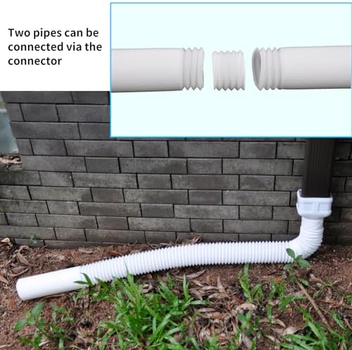 7ft Long Gutter Downspout Extensions, 3” Gutter Downspout Extender Pipe for 2"×3" Downspout and 3"×4"Downspout, Flexible Pipe Stretched Length 7ft, White,2-Pack