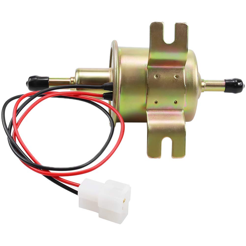 Electric Fuel Pump 12V Universal Low Pressure 12 Volt Transfer Inline Fuel Pump for Lawn Mower Carburetor Gas Diesel Engine 2.5-4psi HEP-02A