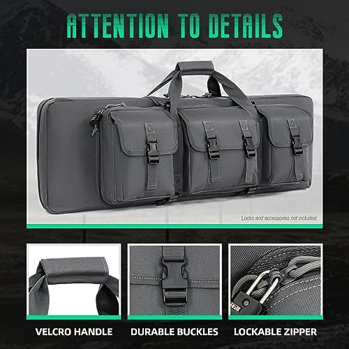 DULCE DOM 32/36/42/48/52 inch Double Rifle Case Soft Bag Gun Case, Perfect for Rifle Pistol Firearm Storage and Transportation, All Around Shooting Range Tactical Rifle Backpack, Indoor Outdoor