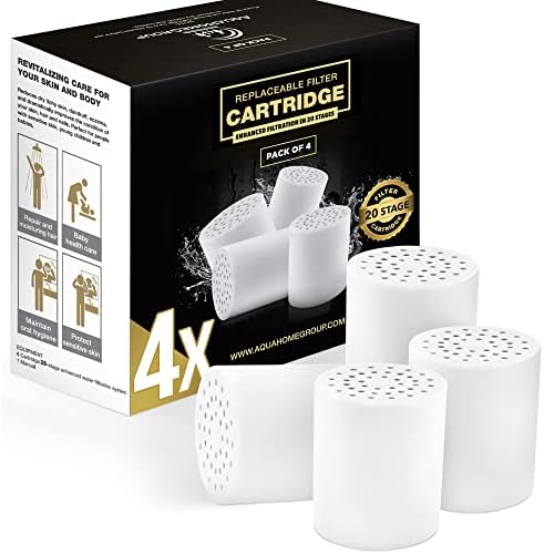 AquaHomeGroup 20 - Stage Replacement Premium Filter Cartridge 4-pack (No Housing), Compatible with Any Shower Filter of Similar Design 15 and 20 stages