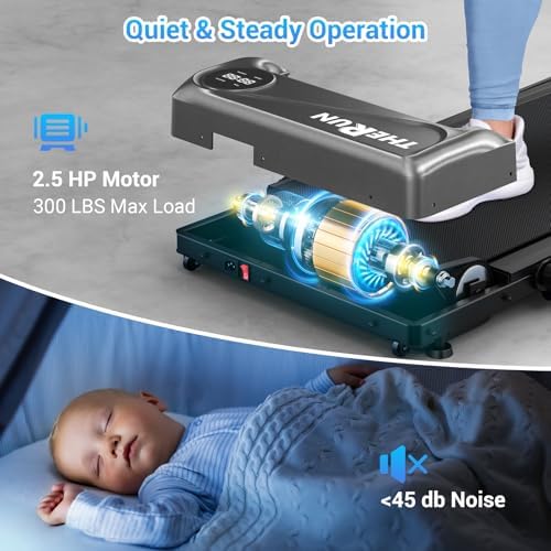 THERUN Walking Pad, 2.5 HP Under Desk, 2 in 1 Foldable for Home, Walking Pad with Handle Bar, 15" Widened Running Belt with Remote Control & LED Touch Screen