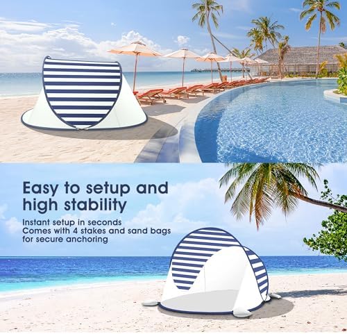 ISILER Pop Up Beach Tent, Portable Outdoor Shade, UPF 50+ Baby Shelter, Easy Setup Windproof Waterproof Canopy