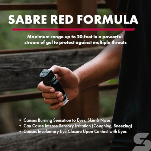 SABRE Crossfire Pepper Gel, Deploys At Any Angle, Maximizes Target Acquisition Against Multiple Threats, Belt Clip For Easy Carry, Fast Flip Top, Max Police Strength OC, Pepper Spray Option 1.5 fl oz