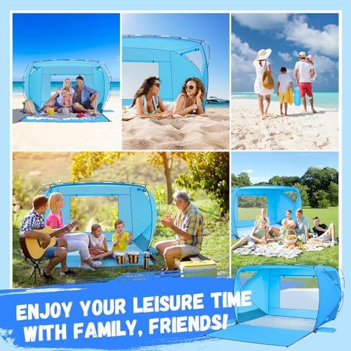 Beach Tent Sun Shelter,4-6 Person Beach Shade Tent, Easy Setup UPF 50+ UV Protection Portable Lightweight Beach Cabana Sun Shade Shelter