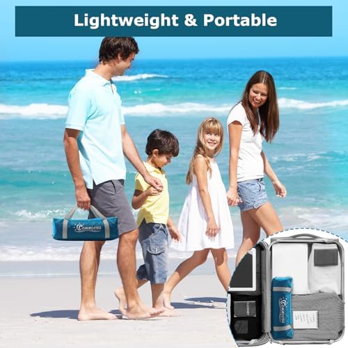 COMMOUDS Beach Tent Sun Shade for 3/4-5/6-7/8-10 Person, UPF 50+ Beach Sun Shelter Canopy Tent, Lightweight, Easy Set Up and Carry