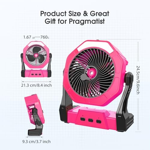 Ausic Portable Misting Fans for Outside, Outdoor Camping Fan with Water Spray 250ml, 8 Inch Batery Operated Rechargeable Fan, Cooling Fans with LED for Patios, Beach, Tents, Travel Summer Essential