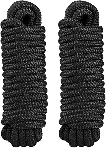 Dock Lines: 3/4" x 30' Double Braided Nylon Boat Dock Lines - Premium Boat Ropes for Secure Docking with 18" Loop - Marine Grade Boat Rope/Dock Line, Sturdy Mooring Marine Rope - 2 Pack