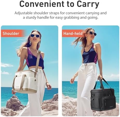 TOURIT Insulated Cooler Bag: 20 Cans Soft Portable Leakproof Lunch Cooler Beach Travel Picnic Camping